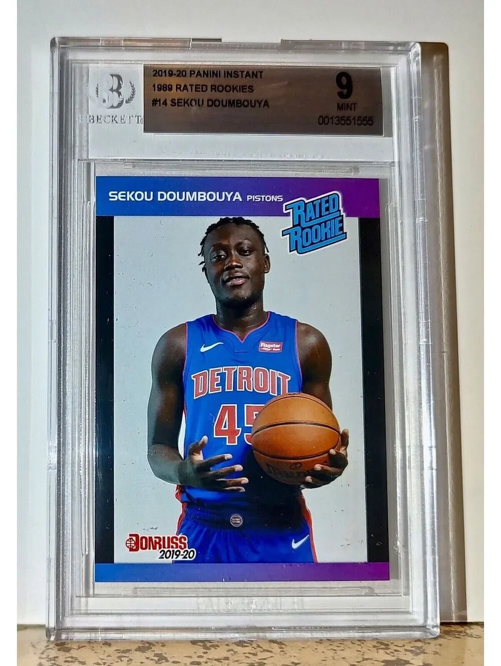 Sekou Doumbouya 2019-20 Panini NBA #14 Rated Rookies 1/3431 BGS 9 Pistons